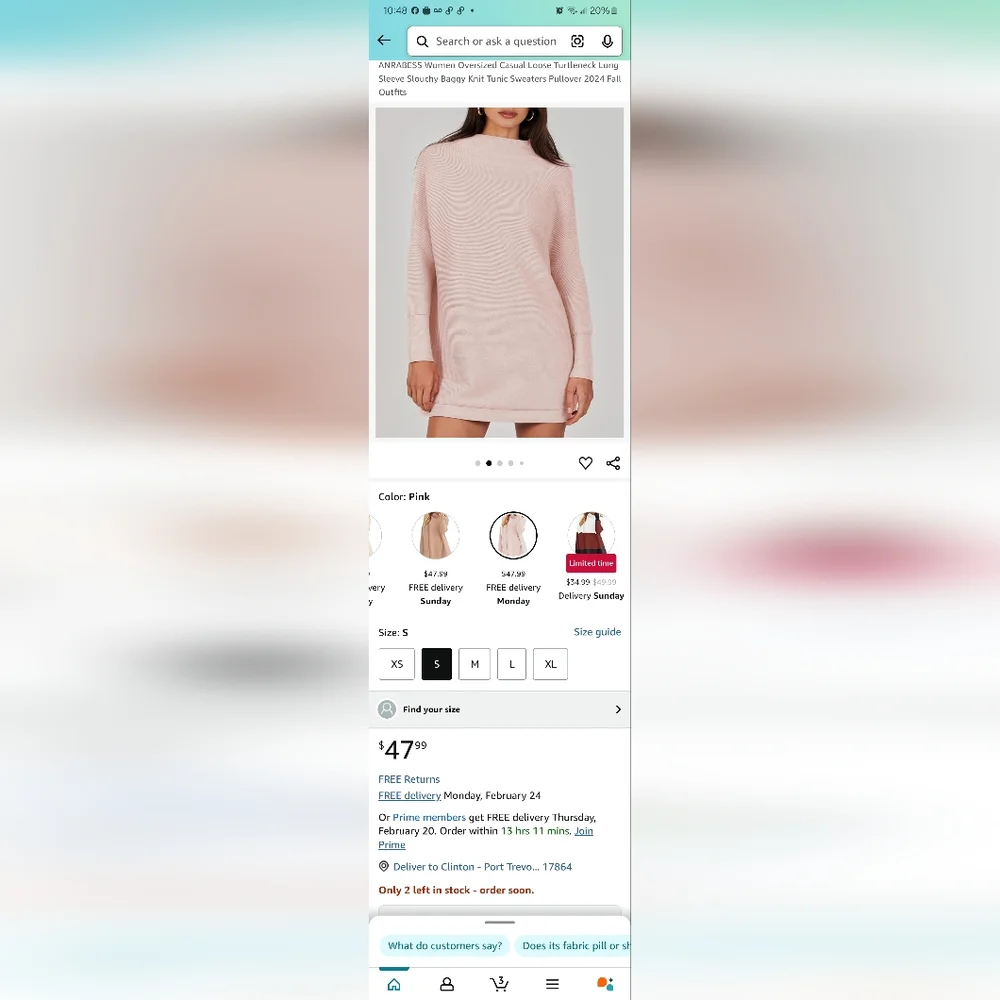 ANRABESS Women Oversized Casual Loose Turtleneck Long Sleeve sweater dress - Picture 5 of 10